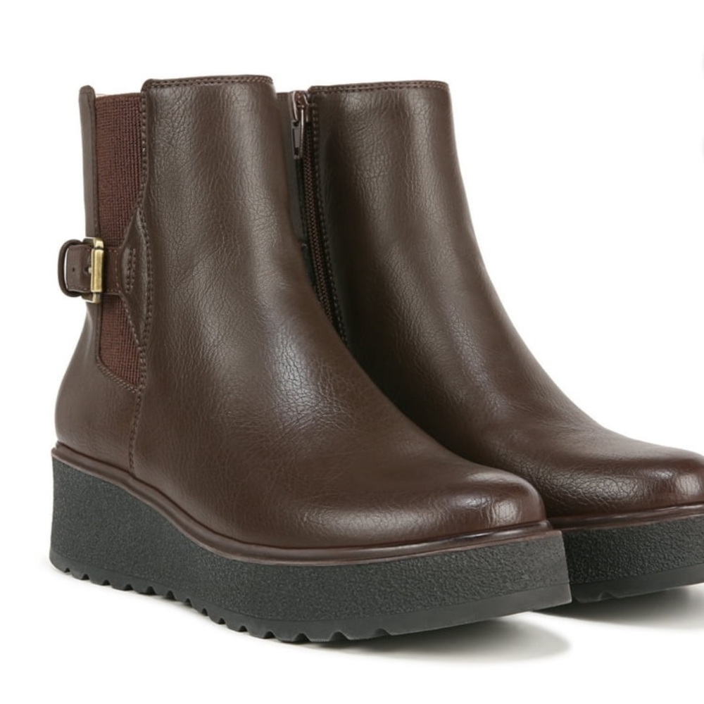 NEW SOUL Naturalizer Womens Jayda Mid Shaft Flat Ankle Boots Choate Brown